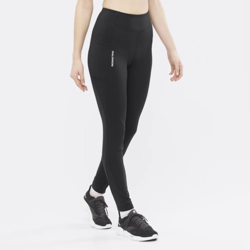 Black Salomon Cross Warm 28'' Women's Running Tights | PH 41230X